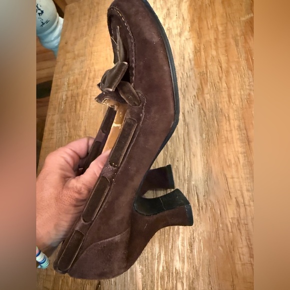 Naturalizer Brown Suede Heels Velvet Bow Detail Victorian Whimsigoth Cosplay - Picture 3 of 6